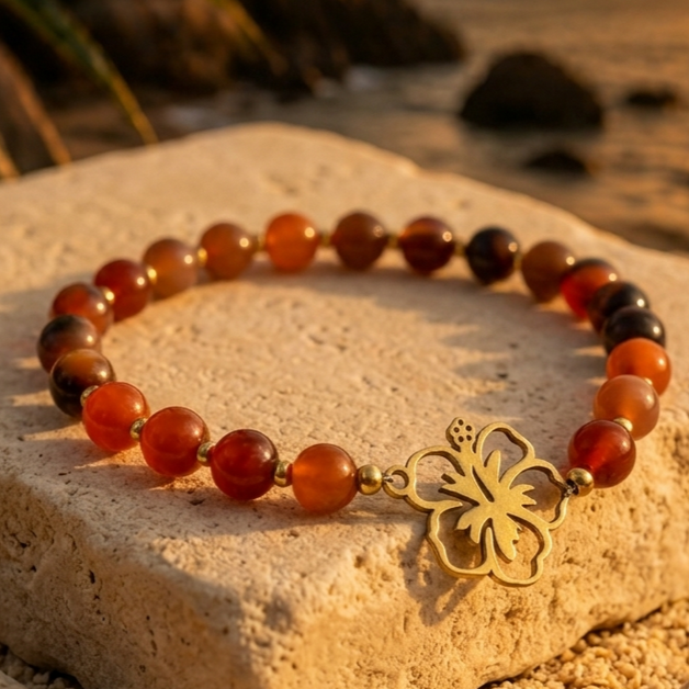 bracelet agathe rouge hibiscus