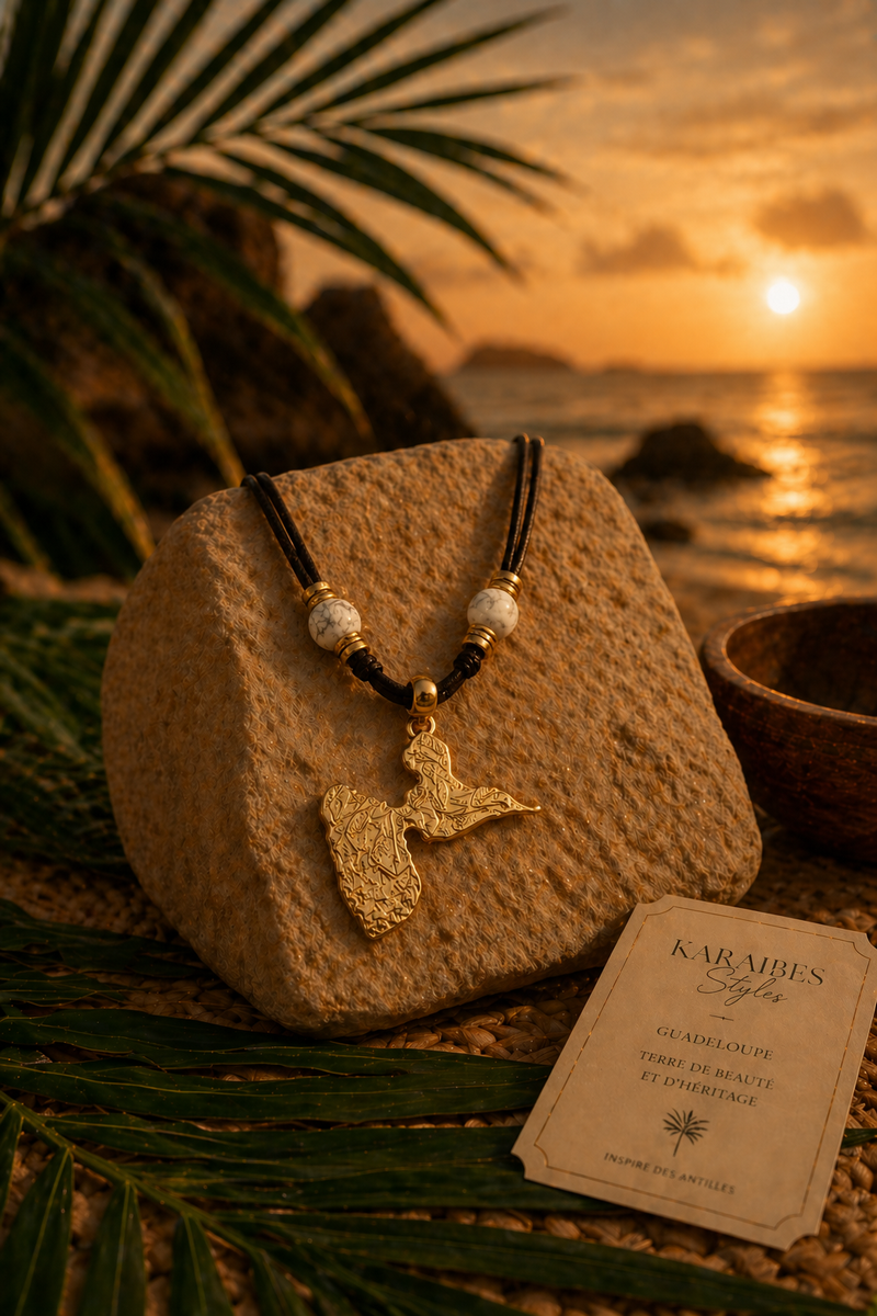 collier carte gwadeloupe howlite